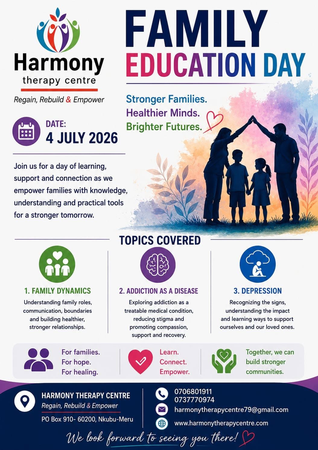 Family Education Day — 4 July 2026 — Harmony Therapy Centre brochure