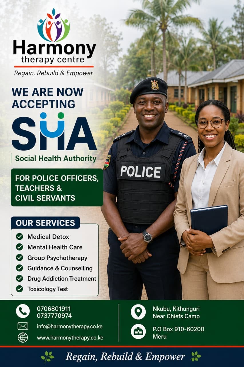 SHA (Social Health Authority) Cover — Harmony Therapy Centre brochure
